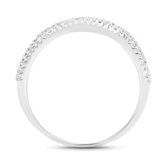 0.46 Carat Genuine White Diamond 14K White Gold Ring (F-G Color, SI Clarity)