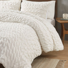 King/Cal King Ruched Fur Down Alternative Comforter Set