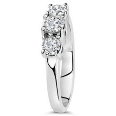 14K White Gold 3/4 Cttw Lab Grown Diamond 3 Stone Ring Band (F-G Color, VS2-SI1 Clarity)- Size 7