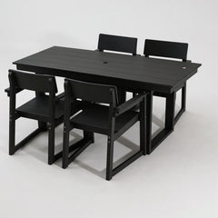 5 Piece Outdoor Dining Set, Table With Umbrella Hole And 4 Armrest Chairs