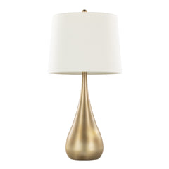 Pebble 29" Contemporary Metal Table Lamp Set in Gold with White Linen Shade - Set of 2