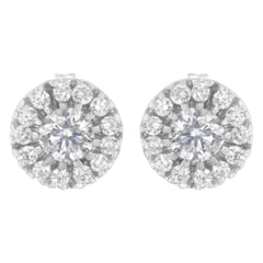 14k White Gold 1 cttw Diamond Halo Stud Earrings (I-J Clarity, I1-I2 Color)