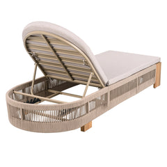 Outdoor Chaise Lounge Chair with Acacia Wood and Adjustable Backrest