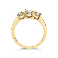 10K Yellow Gold 1/2 Cttw Miracle Set Round Diamond Three Stone Illusion Plate Ring (I-J Color, I2-I3 Clarity) - Size 7