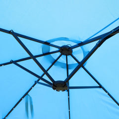 15 x 9 ft Double-Sided Outdoor Market Umbrella with Lights and Base – Blue