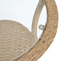U_STYLE Outdoor Leisure Set, 2 Rattan Single Chairs with Glass Round Table