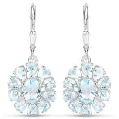 14.02 Carat Genuine Blue Topaz and White Topaz .925 Sterling Silver 3 Piece Jewelry Set (Ring, Earrings, and Pendant w/ Chain)