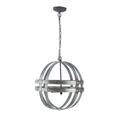 4 Light Galvanized Chandelier with Adjustable Chain