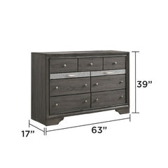 Traditional Queen 5 PC Storage Bedroom Set in Gray Wood