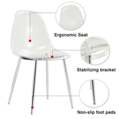 Modern Minimalist Transparent Dining Chair - 6-Piece Set