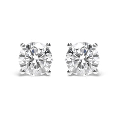 IGI Certified 14K White Gold 5.00 Cttw Round Brilliant-Cut Lab Grown Diamond Classic 4-Prong Stud Earrings with Screw Backs (F-G Color, SI1 Clarity)
