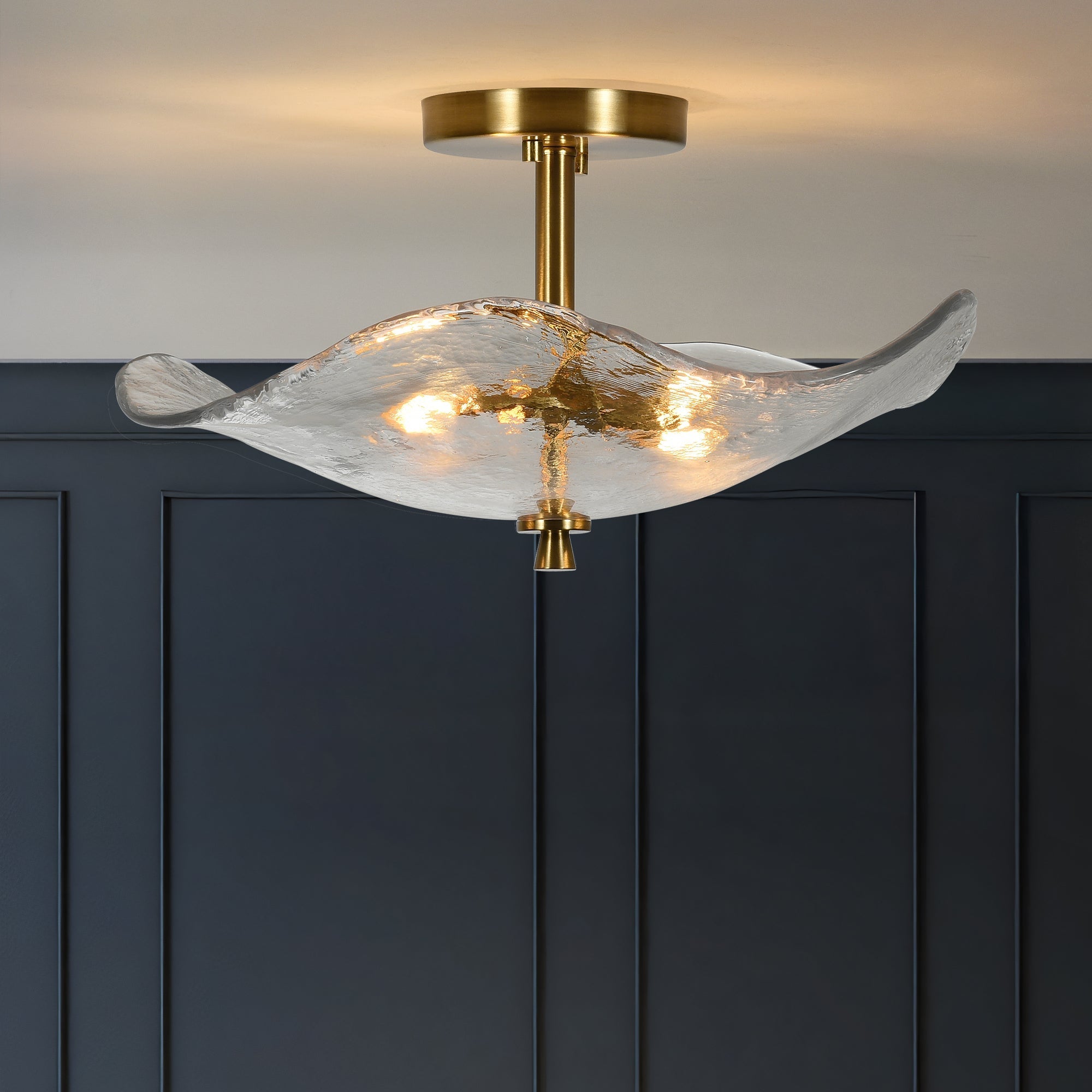 Glass Semi Flush Mount Ceiling Light