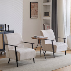 Modern Beige Lounge Chair Set with Polyester Upholstery and Metal Frame
