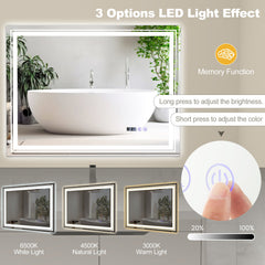 Defogging LED Bathroom Mirror with Memory Function and Anti-Fog