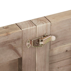 Rustic Dining Table with Metal Support in Natural Pine Wood Finish