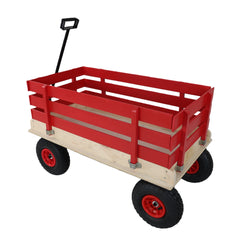Children's and Garden Wooden Carriage with All-Terrain Inflatable Wheels