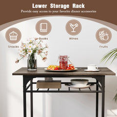 Dining Table Set with Metal Frame and Storage Rack