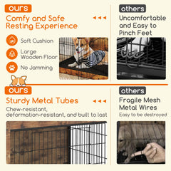 Dog Crate Furniture with Cushion and Double Doors for Small/Medium Dogs-33 Inches