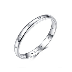 925 Sterling Silver Size 6.0 Plated Platinum Pavé Setting CZ Ring for Women