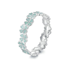 925 Sterling Silver Enamel and Platinum Plated Ring Size 6 for Women