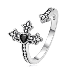 925 Sterling Silver Pavé Setting CZ Oxidized Silver Ring