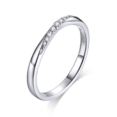 925 Sterling Silver Pavé Set CZ Platinum Plated Ring Size 6 for Women
