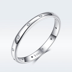 925 Sterling Silver Size 6.0 Plated Platinum Pavé Setting CZ Ring for Women
