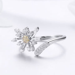925 Sterling Silver Ring with Plated Platinum and Pavé Setting CZ