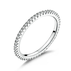 925 Sterling Silver Platinum Plated CZ Pavé Setting Ring Size 5.0 for Women