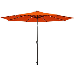 10' Solar LED Lighted Patio Market Umbrella Shade Tilt Adjustment Crank-Orange