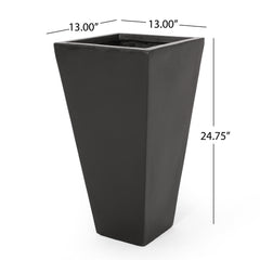 13' Outdoor Modern MGO Small Cast Stone Planter, Black