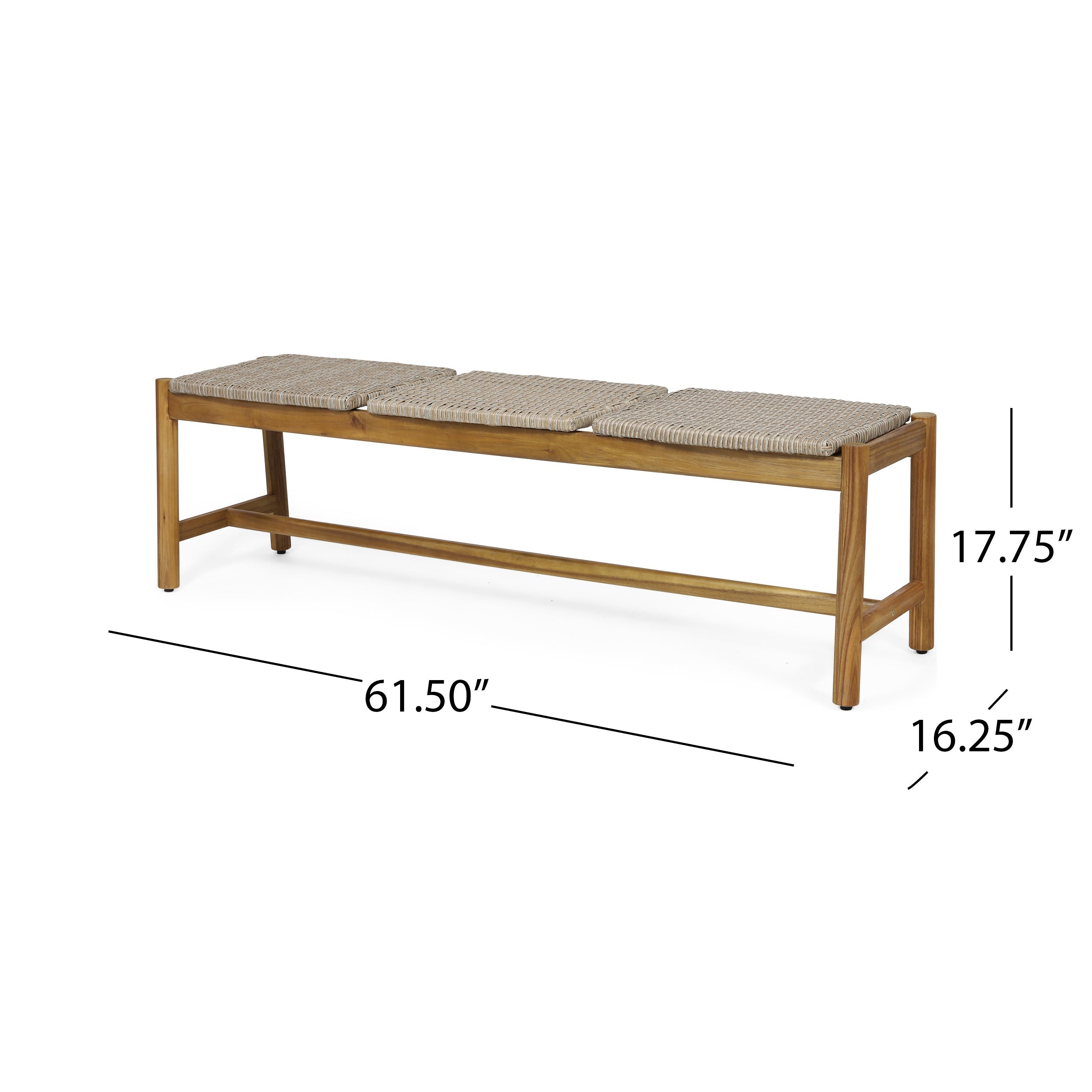Acacia Wood 3 Seater Bench Outdoor Patio