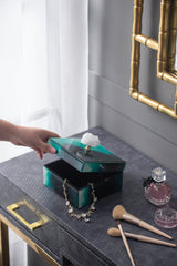 6' x 6' x 5' Bethany Aqua Jewelry Box, Stackable Decorative Storage Boxes With Lids
