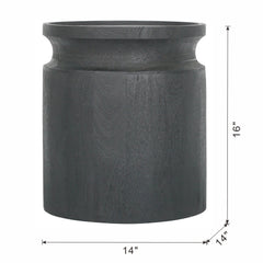 Black Wooden Cylinder Side Table