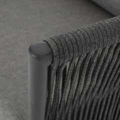 Hanford Modern Club Chair with Woven Rope Design in Grey