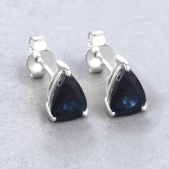 1.60 Carat Genuine Blue Sapphire 10K White Gold Earrings