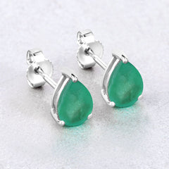 1.30 Carat Genuine Zambian Emerald 10K White Gold Earrings