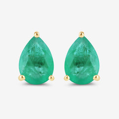1.30 Carat Genuine Zambian Emerald 10K Yellow Gold Earrings