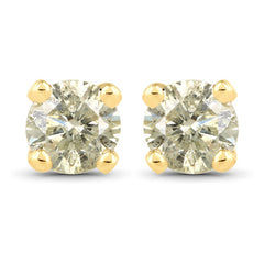 0.92 Carat Genuine LB Diamond 14K Yellow Gold Earrings