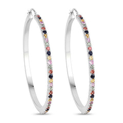2.24 Carat Genuine Multi Sapphire .925 Sterling Silver Earrings
