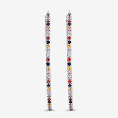 2.24 Carat Genuine Multi Sapphire .925 Sterling Silver Earrings