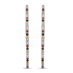 2.24 Carat Genuine Multi Sapphire .925 Sterling Silver Earrings