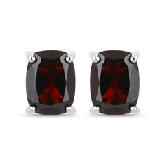 18K White Gold Plated 3.50 Carat Genuine Garnet .925 Sterling Silver Earrings
