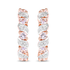 0.98 Carat Genuine Morganite and White Topaz .925 Sterling Silver Earrings