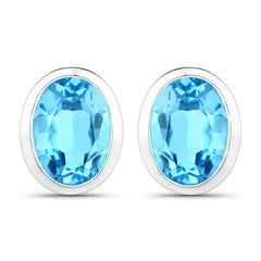 4.00 Carat Genuine Swiss Blue Topaz .925 Sterling Silver Earrings