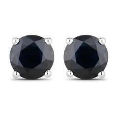 1.70 Carat Genuine Blue Sapphire 10K White Gold Earrings