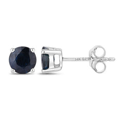 1.70 Carat Genuine Blue Sapphire 14K White Gold Earrings