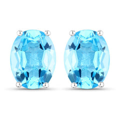 4.00 Carat Genuine Swiss Blue Topaz .925 Sterling Silver Earrings