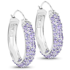 3.06 Carat Genuine Tanzanite .925 Sterling Silver Earrings