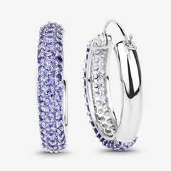 3.06 Carat Genuine Tanzanite .925 Sterling Silver Earrings